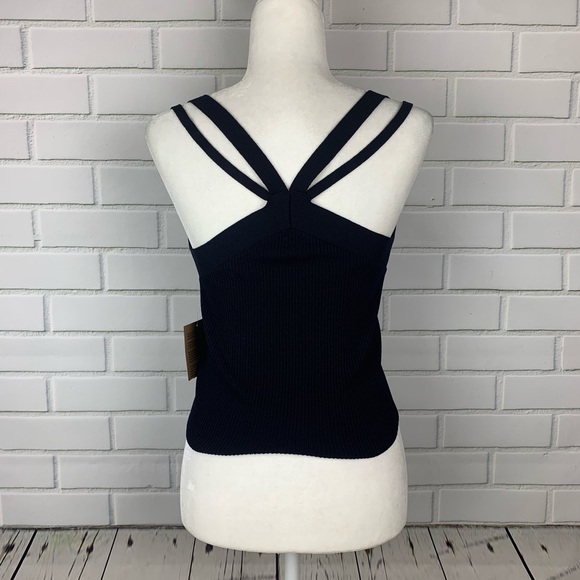 🔥RACHEL RACHEL ROY🔥Open Knit Stappy Cami Tank Top Navy Medium NWT - Picture 5 of 5